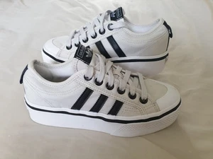 Adidas Nizza Platform Trainers Light Grey, Black Stripe UK Size 5 (EU 38) - Picture 1 of 13
