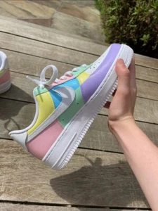 Nike Air Force 1 Custom White Shoes 'Pastel Easter Multicolor' Mens Womens Kids - Picture 1 of 16