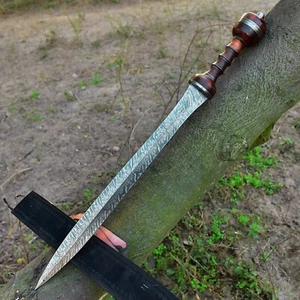 Real Damascus Steel Sword' Full Tang Hunting Sword Fix Blade Sword' Full Sharpe - Picture 1 of 9