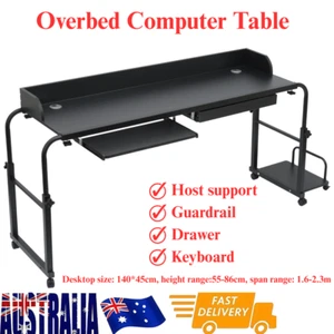 Overbed Computer Table Height Adjustable Hospital Laptop w/ Wheels Study Work AU - Picture 1 of 15
