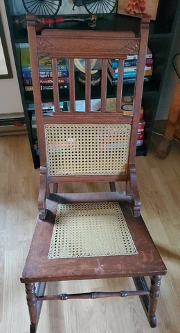 Beautiful webbed back/ seat Antique Rocking Chair Family Heirloom Carolinas Cover