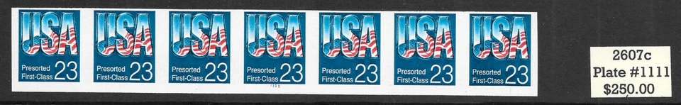 Scott #2607c-23c Chrome USA IMPERF ERROR F-VF PNC7, Plate #1111-MNH Cat. $250.00 - Image 1 of 1