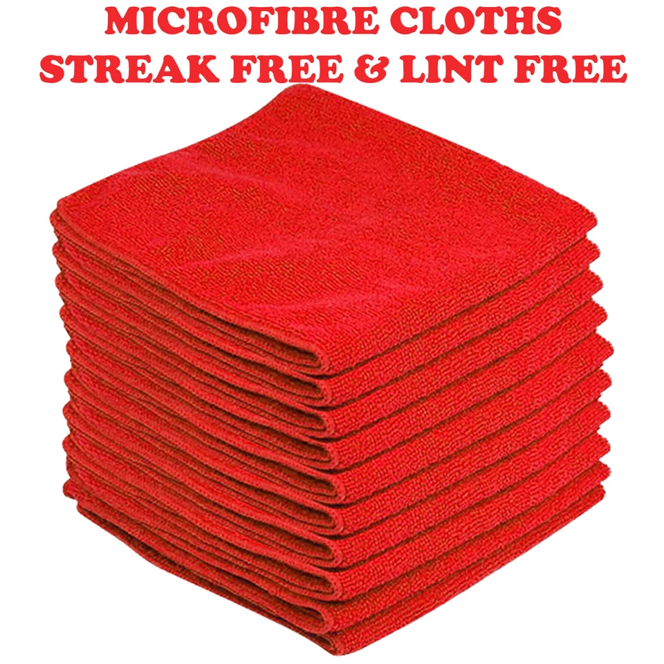 RED LARGE MICROFIBRE CLEANING AUTO CAR DETAILING SOFT CLOTHS WASH TOWEL DUSTER - Image 1 of 1