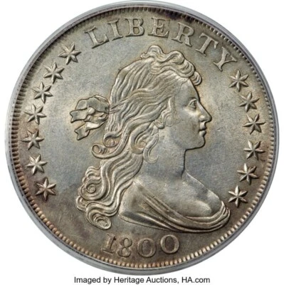  1800 B-13,BB-193,R.3,Dollar,PCGS AU58 PQ VERY NICE LUSTER-NEW VIDEO, OLD HOLDER - Image 1 of 4