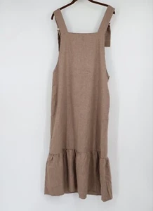 Zara Womens Dress Size Large Viscose Wool Pockets Sleeveless Overall  Ruffle Hem - Picture 1 of 6