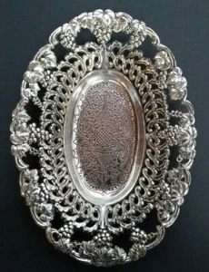 Holiday Imports Vintage Tarnish Protected Silver-plate Open Lace Tray Made Japan - Picture 1 of 6
