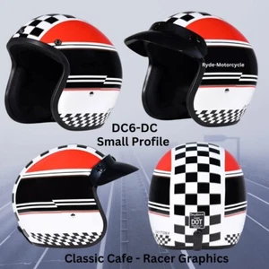 Daytona Classic Café Racer Style Small Profile 3/4 Motorcycle DOT Helmet- DC6-DC - Picture 1 of 11