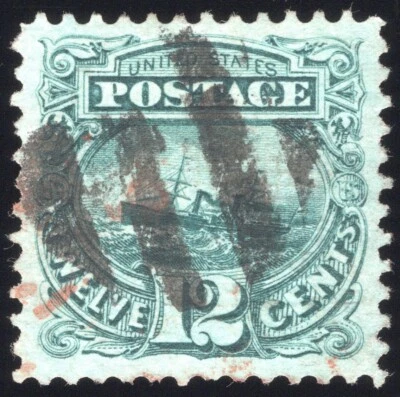 U.S. (Scott 117) 12¢ Green Pictorial, Used Black/Red Cancel PSE CERT Graded XF90 - Image 1 of 3