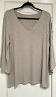 NWT Soft Surroundings Taupe Flutter By Top Women Sz L (14-16) V-Neck 3/4 Sleeve