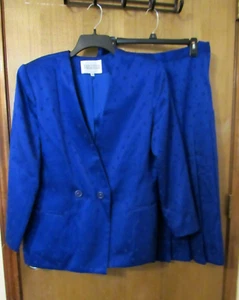Formal COLECCIÓN EXCUTIVA Mujer Falda Traje 14P Azul Rayón Manga 2 Botones NUEVO SIN ETIQUETAS - Imagen 1 de 8