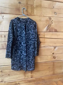 Nanette Lepore Women's Wool Blend Jacquard Sweater Coat Black Gray size medium - Picture 1 of 6