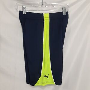 Puma Boys Size Medium 10/12 Lifestyle Shorts Athletic Navy Blue Bright Yellow