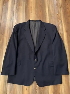 Oscar De La Renta Para Hombres 48L Botón de Metal Azul Marino Traje Blazer Abrigo Deportivo Lana - Imagen 1 de 14