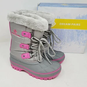 Dream Pairs Girls Ankle Boots Size 1 Winter Boots Grey Pink Forester - Picture 1 of 13