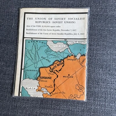 1936 Mapa de la Unión de Repúblicas Socialistas Soviéticas Rusia Soviética Hoy Nueva York Foto 1 de 4