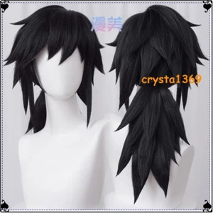 NUEVA Peluca Cosplay Cazador de Demonios Tomioka Giyuu Pelo Largo Negro Accesorios utilería 40 cm - Imagen 1 de 10