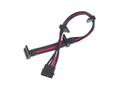 Silverstone SST-PP07-BTSBR (1 x 4pin Molex to 4 x SATA connectors, Black/Red) - Image 1 of 4