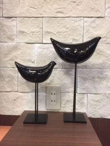 BITOSSI Black Bird Set Of 2 Large And Small Pieces Ornament Used gift - Picture 1 of 10