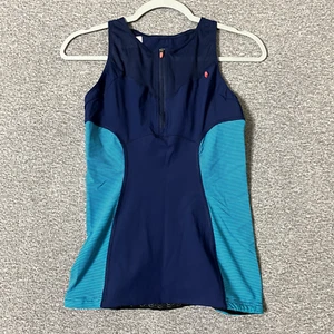 Sweaty Betty Women's Size Medium Blue 1/4 Zip Nylon Stretch Zip Pocket Tank Top - Picture 1 of 9