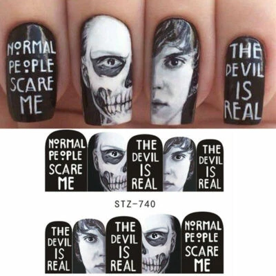 Nail Art Water Decals Stickers Transfers Halloween Vampire Graveyard Devil ST740
