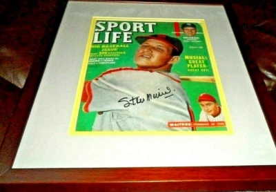1950 AUGUST STAN MUSIAL SIGNED FRAMED SPORT LIFE MAGAZINE PSA/DNA CARDINALS  - Image 1 of 4