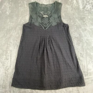 Top túnica LUCCA para mujer mediano negro sin mangas escote de encaje fluido boho - Imagen 1 de 13