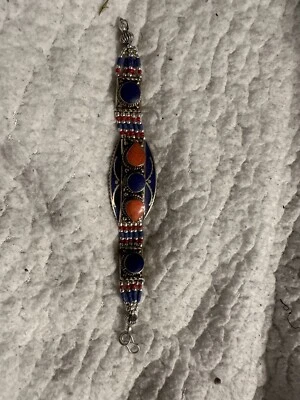 Lapis Coral Handmade Bohemian Designer Bracelet Turquoise Jewelry Tribal Ethnic - Image 1 of 4
