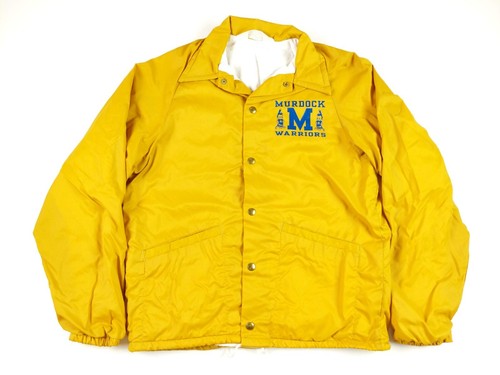 Giacca vintage anni 70 80 Don Alson Murdock Indians Coaches bottoni a pressione uomo S gialla