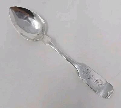 Moneda Julius Hollister patrón violín cucharadita plata 6" C. 1800s Foto 1 de 4