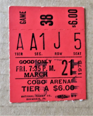 Detroit Pistons vs Houston Rockets Ticket stub Mar 21, 1975 - COBO Arena ! Cover