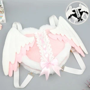 Tenshi kawaii lolita cherub twins ribbon bow heart angel wing backpack J1W6118 - Picture 1 of 8
