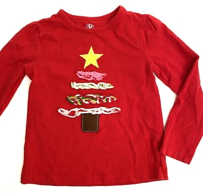 Camisa Árbol de Navidad J. Caqui Niñas Manga Larga Roja Talla 5 Foto 1 de 4