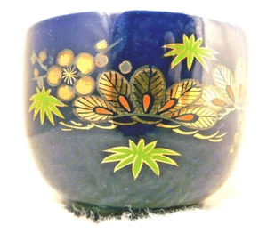 VINTAGE SCHÖNE TEETASSE KOBALTBLAU HANDBEMALT IN GOLD & GRÜN - SIGNIERT - JAPAN  - Bild 1 von 5