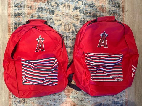 BACKPACK MLB LA Anaheim ANGELS -Red White Blue Outside Pocket X2- SGA 7/20/2018 Cover