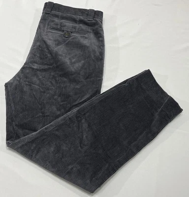 Pantalones de pana Brooks Brothers Clark Fit 36x30 calce recto informales grises preppy Foto 1 de 4