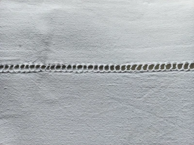 Drap ancien, coton métis blanc, jours échelle(N°15) - Photo 1/2