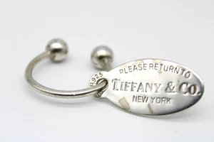Tiffany & Co Horseshoe Key Ring - Please Return to Sterling Silver Oval Tag .925 - Picture 1 of 8