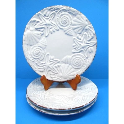 Juego de 3 platos de postre para ensalada Mud Pie Sanibel Sea Shell 8" descontinuados Foto 1 de 4