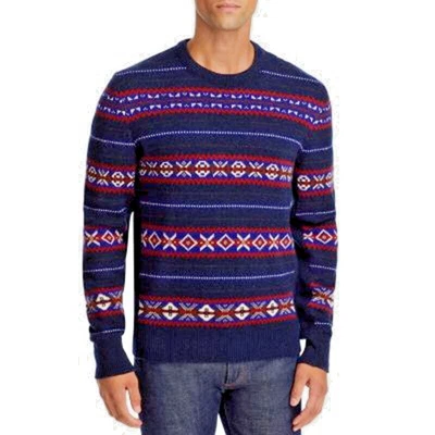Rag & Bone Men's "Wesley" Fairisle Sweater, Navy Blue/Orange/White Knit, Size S - Image 1 of 4