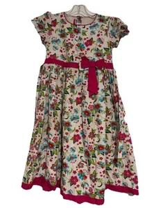Vintage Ammi Girls Dress Floral White Pink Cottage Core 100% Cotton Size 12 - Picture 1 of 6
