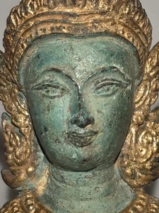 Thai Devata Gold vergoldet Statue Gottheit Skulptur SE Asien mit extra Stein für Sockel - Bild 1 von 15