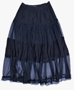AllSaints Renia Midi Skirt, Black Lace Tulle Ruffles, Size 4, Goth Alternative  - Picture 1 of 10