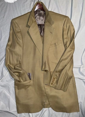 Винтажный Oxxford одежды Золотой флис Mac Millan елочка бежевый желтовато-коричневый 42L - Изображение 1 из 4