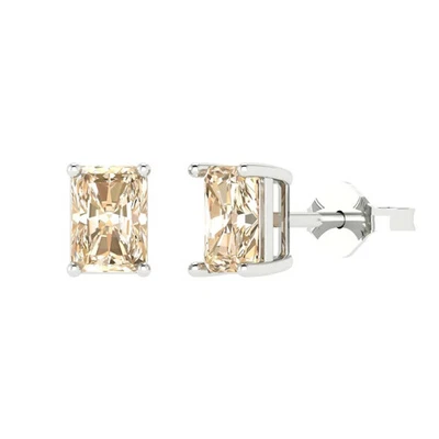 2 cttw Emerald Natural Morganite Gold-Plated Push Back Stud Earrings for Women - Image 1 of 4