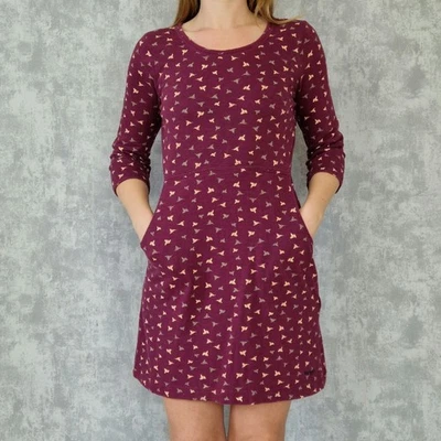 Jerseykleid Stretchkleid Weirdfish Gr 36 S Kurz Shirtkleid Lila 100% Baumwolle - Bild 1 von 4