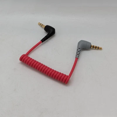 Microphone audio patch cable 3.5mm TRS TRRS for Rode SC7/Boya camera mic red - Image 1 of 4