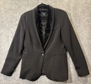 Cynthia Rowley Damen Schwarz Blazer Smoking Sakko Samtkragen LG Formal Witchy - Bild 1 von 24