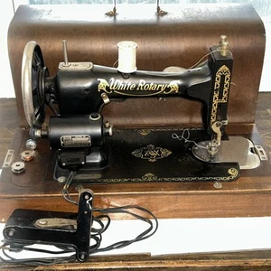 Antique Rare White Rotary Sewing Machine W/Bentwood Case & Pedal Working Perfect - Picture 1 of 24