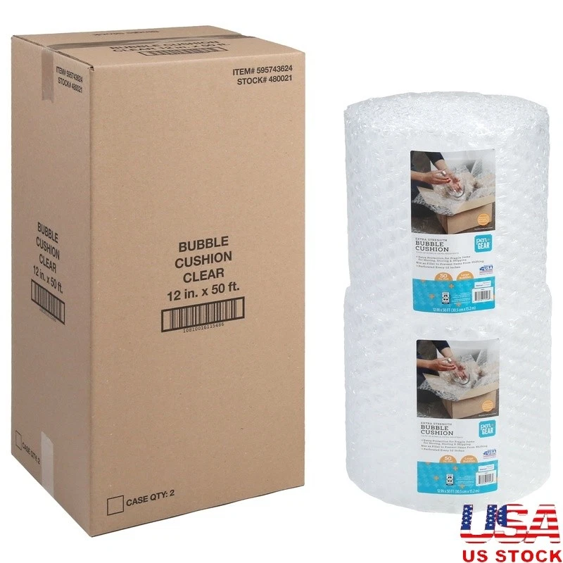 Extra Strength Bubble Cushion Pack 12x50ft Puncture Resistant Packing Material - Image 1 of 4