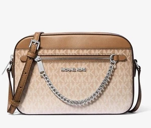 Borsa a tracolla Michael Kors Jet Set donna grande ombreggiata MK logo zip catena - Foto 1 di 4